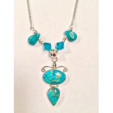 634 collier turquoise,  chaine 20" argent sterling 